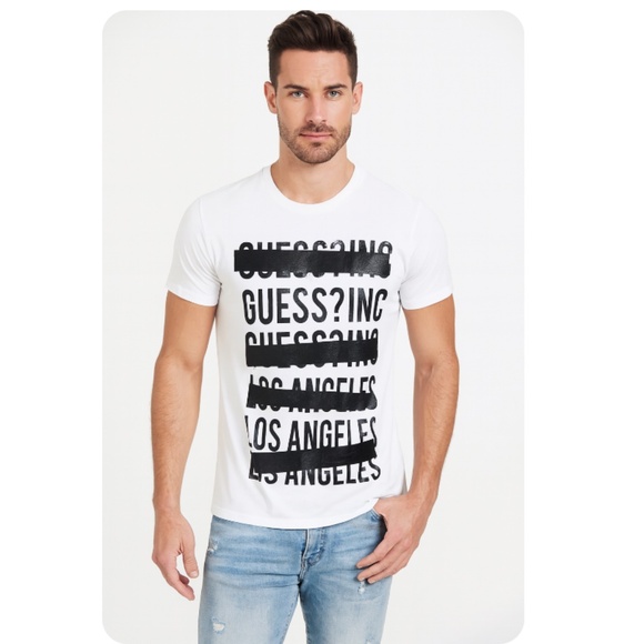 GUESS Men's Short Sleeve Censor Logo T-Shirt Med - Picture 1 of 7